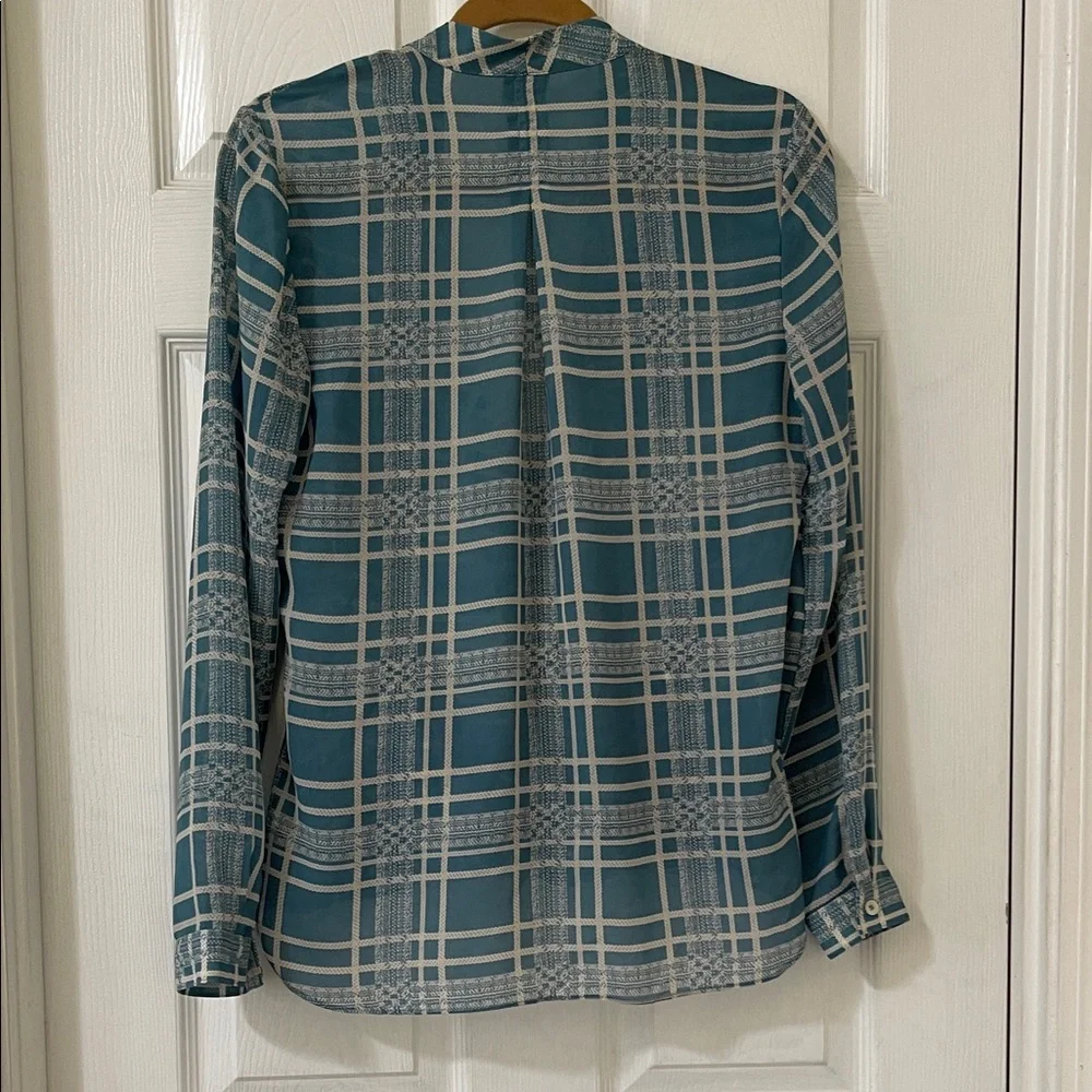 CAbi Teal and White Surplice Blouse - Picture 6 of 8